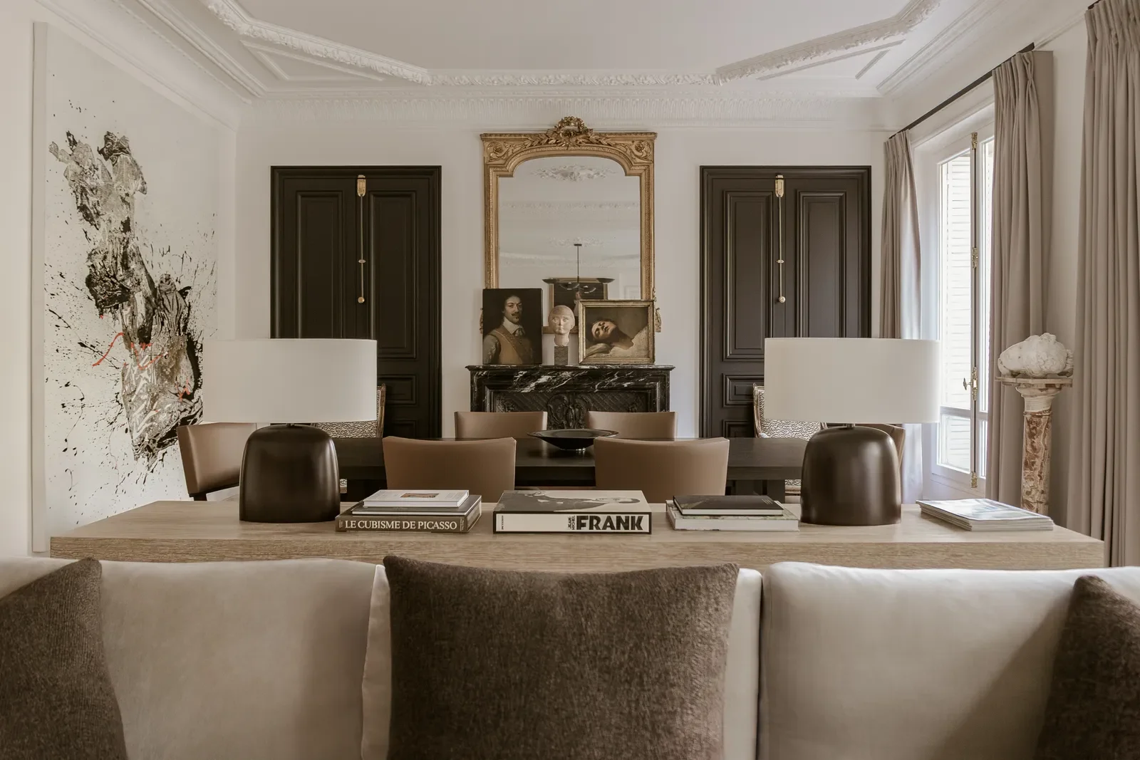 Historic moldings and contemporary furnishings